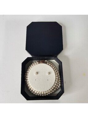 Cultured Pearl Necklace And Bracelet Set 10K Yellow Gold